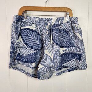 Chai Womens Cotton Shorts Pull On Elastic Waist Blue Tropical Floral Siz…